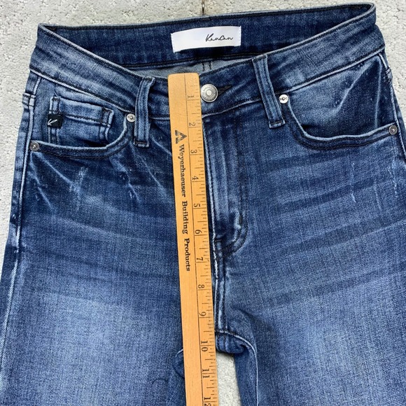 Kancan Jeans Womens High Rise Flare Jeans Blue Denim Frayed Hem Size 27 - Picture 10 of 14